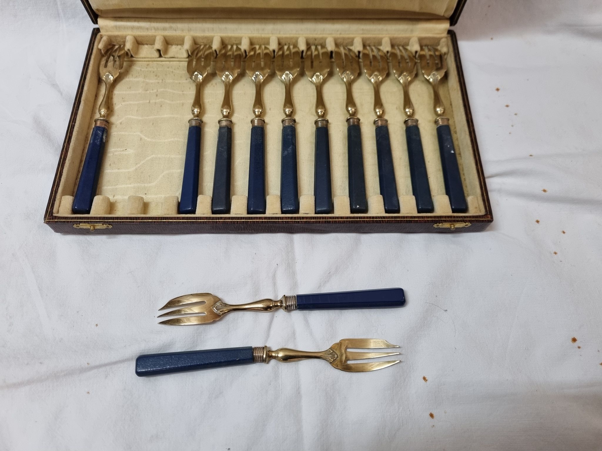 12 vermeil cake forks early twentieth century