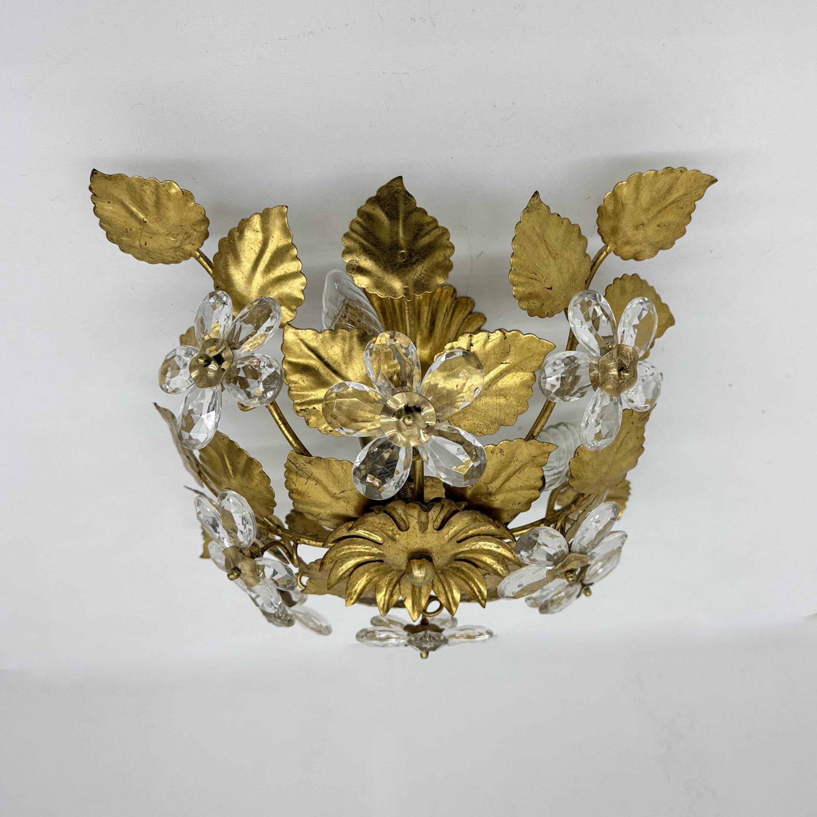 Mid-century design banci style ceiling lamp crystal flower , 1970sMid-centu