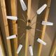 Vintage 8-light chandelier in brass and ribbed opaline glass