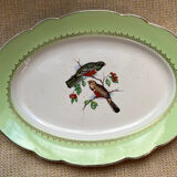 Old oval dish in Badonviller earthenware, decorated with Les Oiseaux.