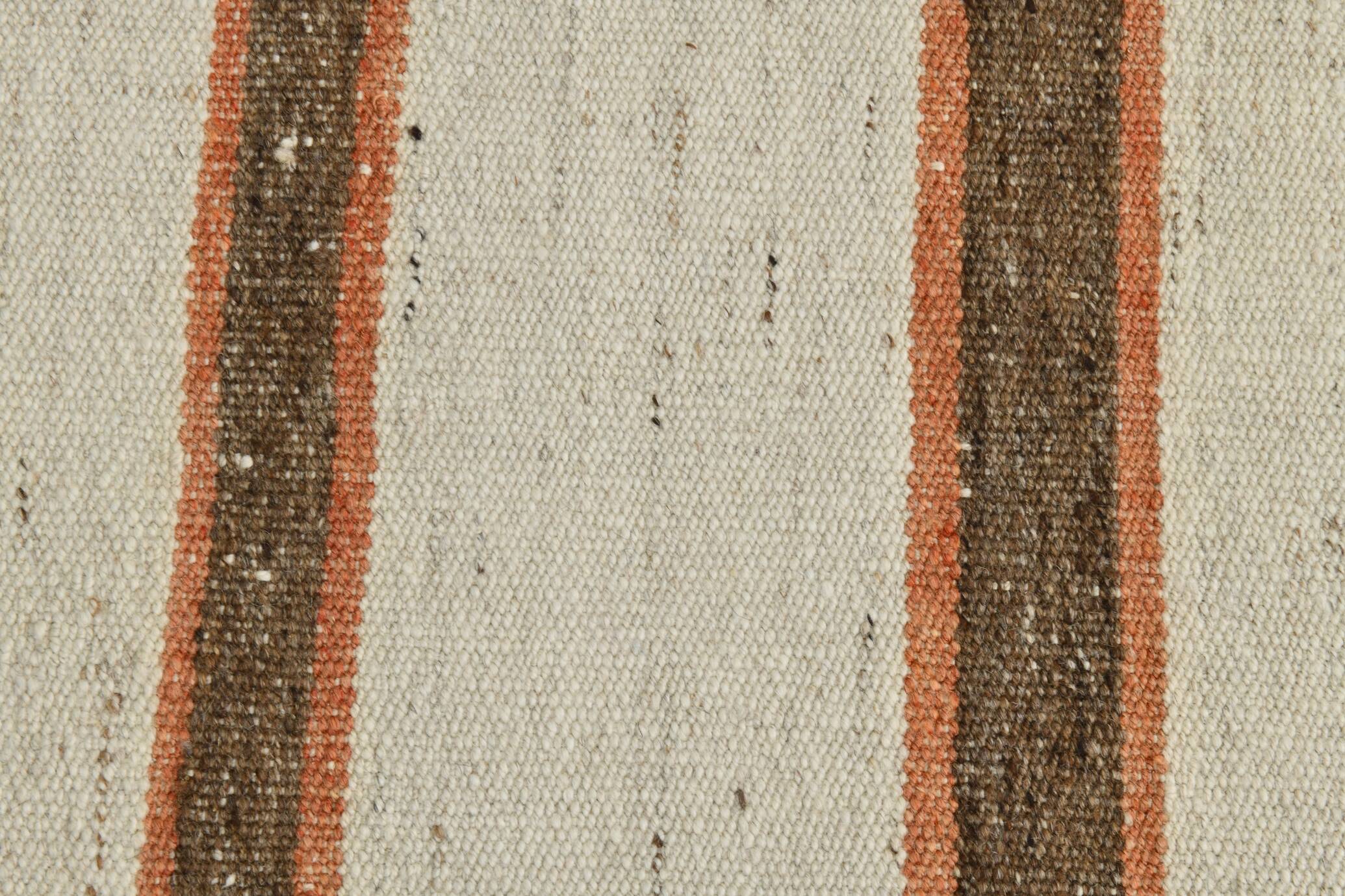 2x8 Brown & Beige Kilim Runner Rug, 71x260Cm