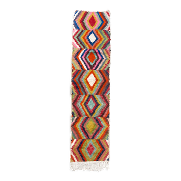 Tapis berbère marocain Boujaad à losanges multicolores 336x82cm