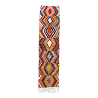 Moroccan Berber rug Boujaad with multicolored diamonds 336x82cm