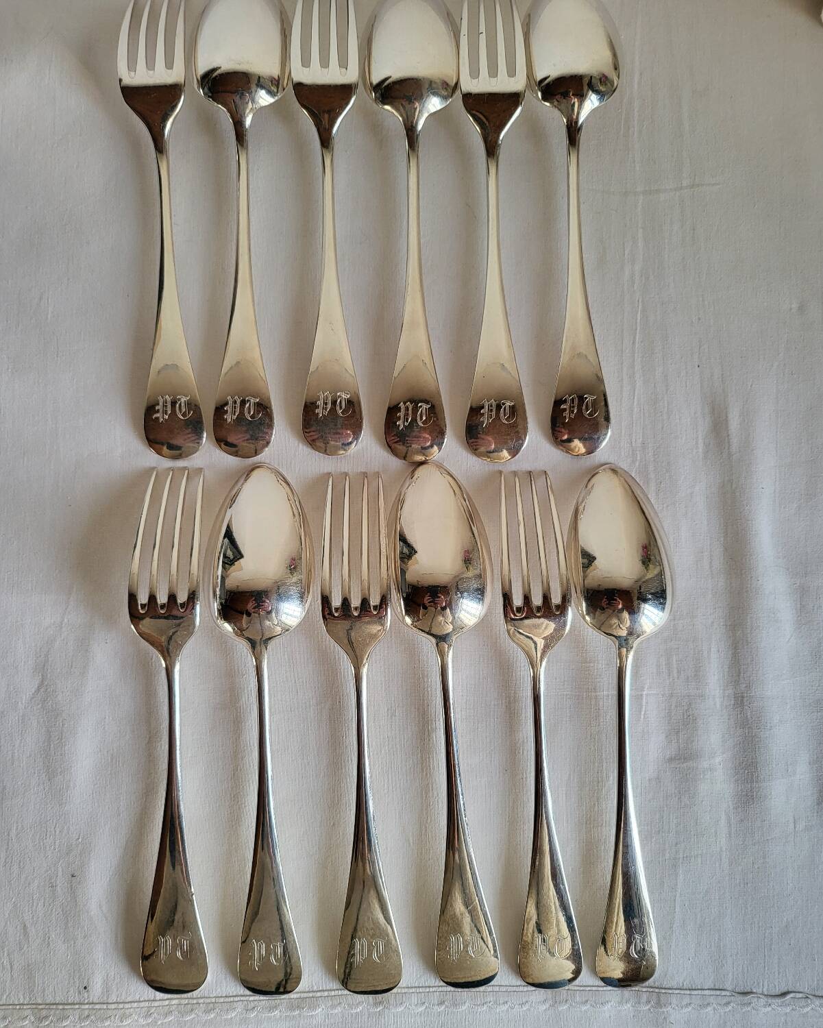 Silver-plated Table Cutlery Ridoux 6 Spoons and 6 Forks