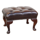 Dark brown cowhide leather Chesterfield ottoman