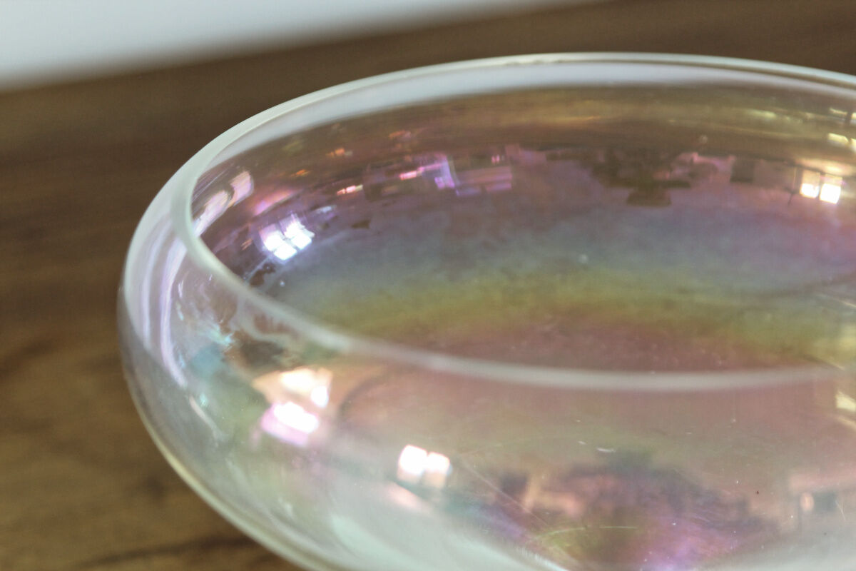 Old iridescent glass cup