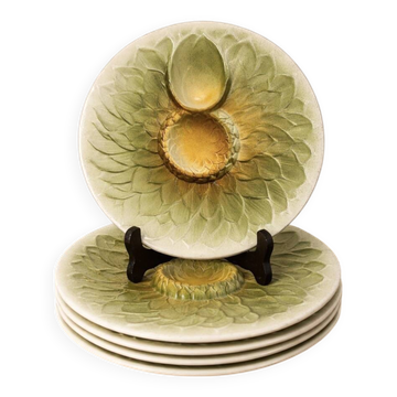 Assiettes vintage à artichauts en barbotine