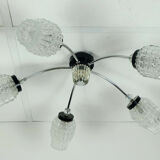 1960's mid century 5-light sputnik spider CEILING LIGHT chrome metal glass