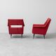 Pair of vintage red armchairs with armrests – 1960s/70s