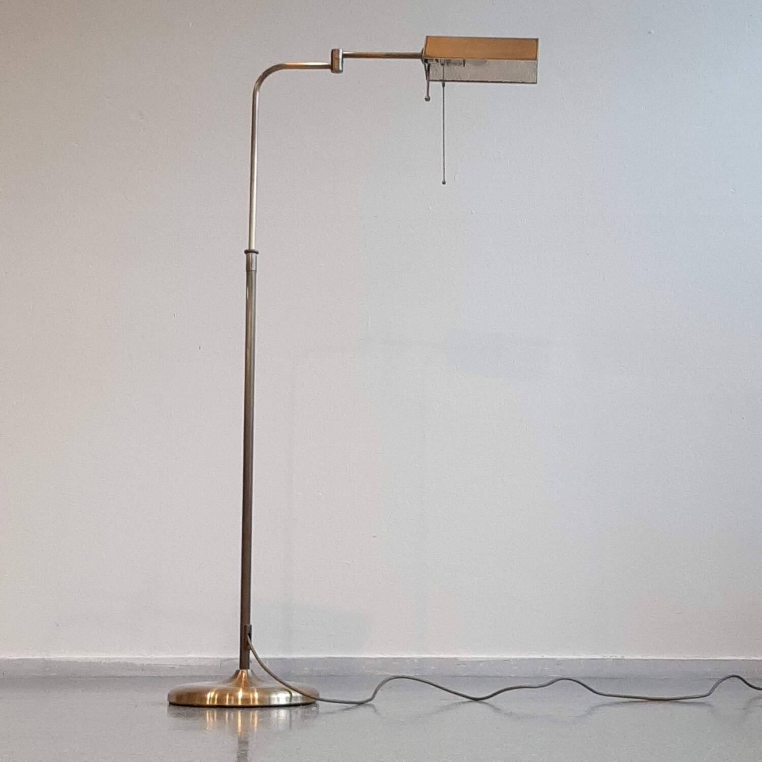 Vintage brass reading floor lamp