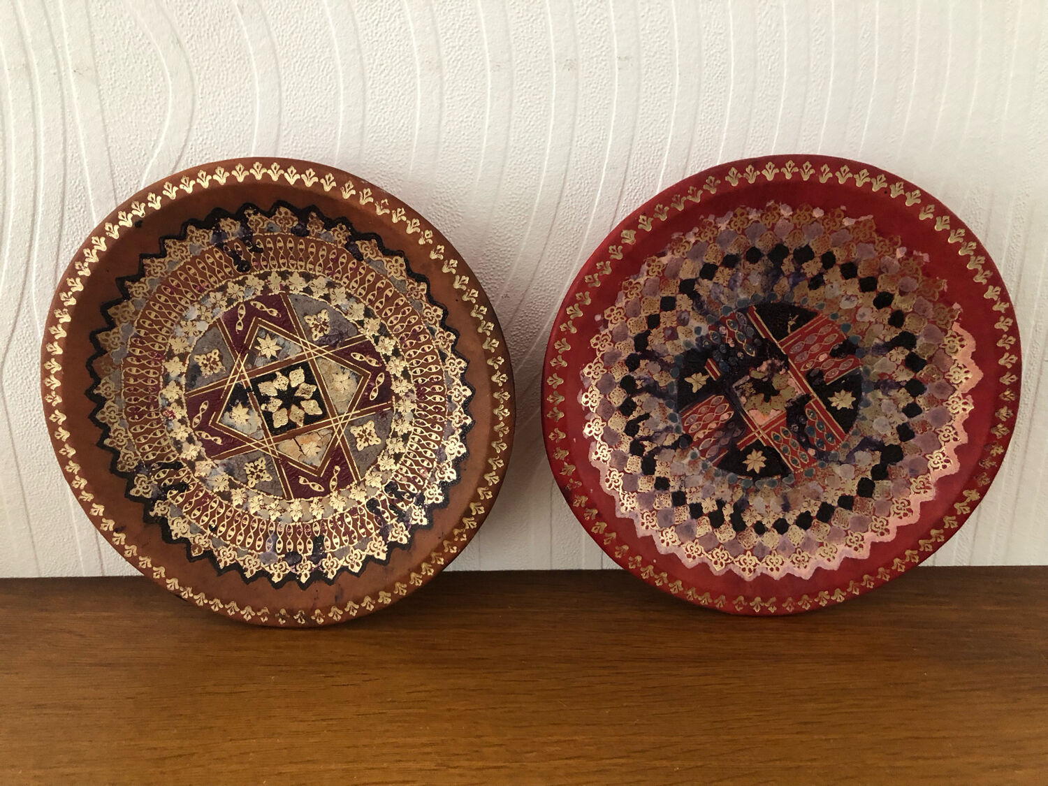 2 assiettes décoratives terre cuite décor marocain faites à la main