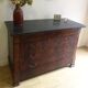 Commode Louis Philippe bois et marbre noir, 4 tiroirs