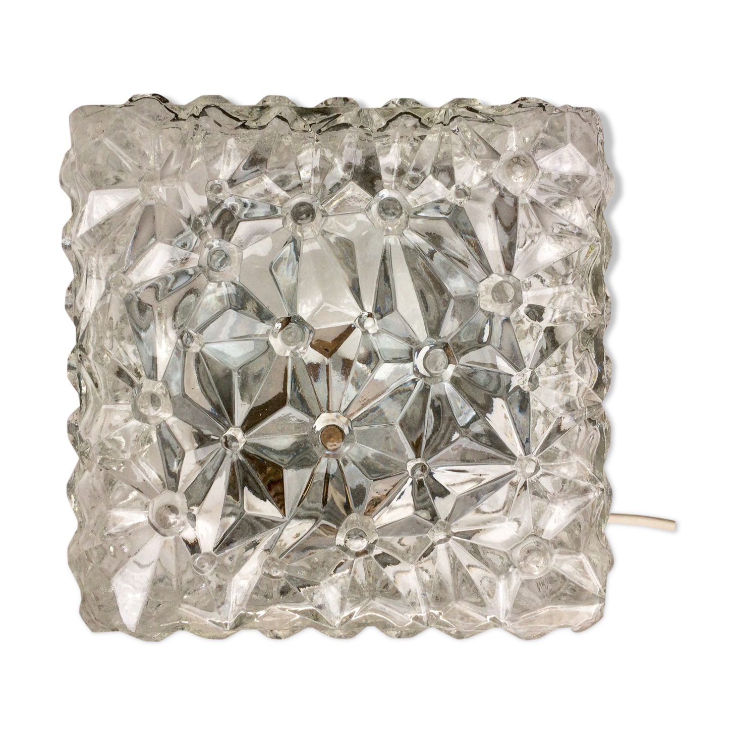Square chiseled glass ceiling light