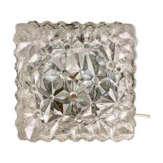 Plafonnier carré en verre ciselé