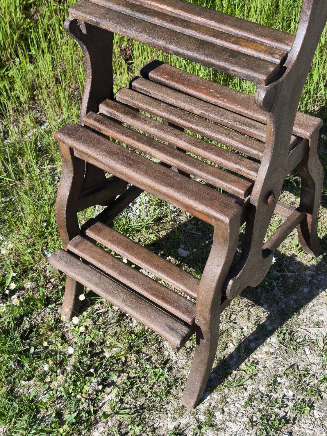 Chair, library step stool