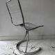 Set of 4 vintage chairs, chromed metal, France 1970