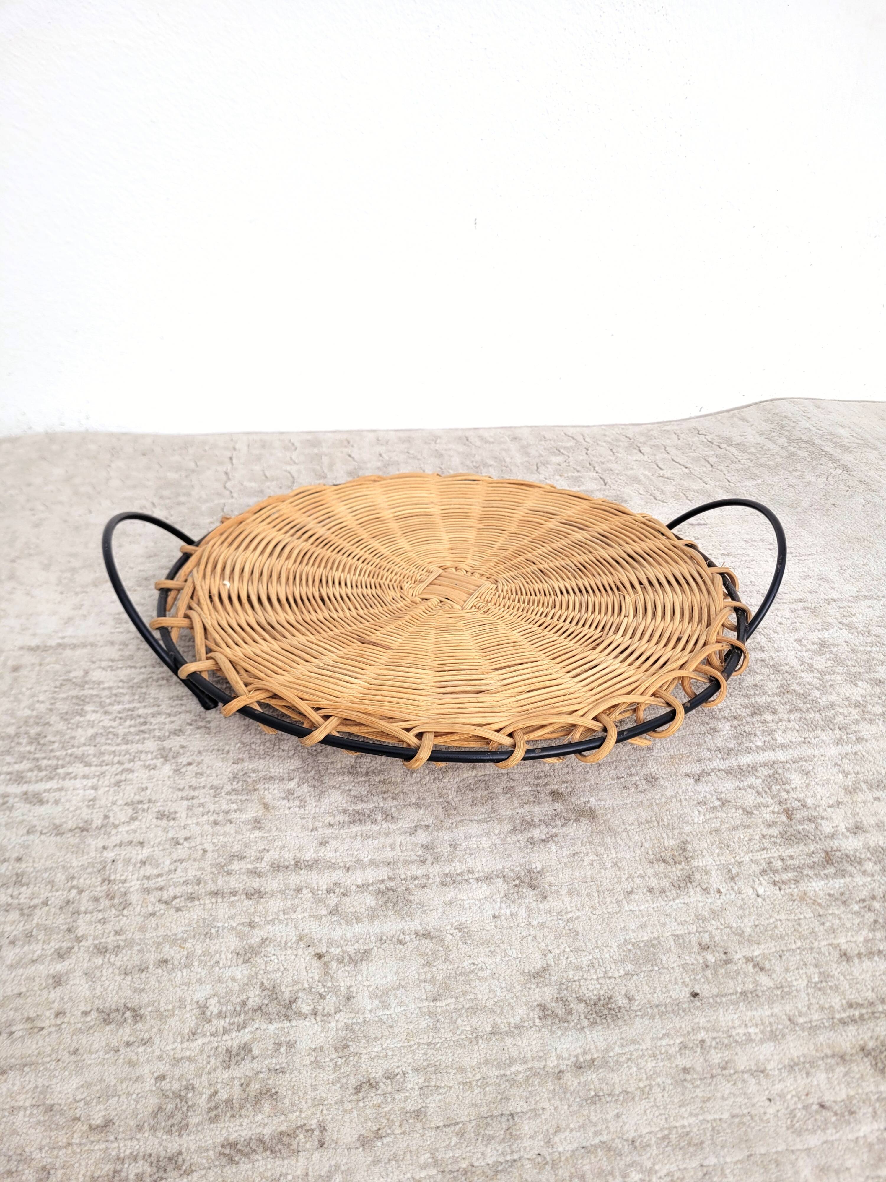 Round Rattan Serving Tray