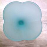 set of 3 ice cream / dessert cups, on foot, frosted blue-green glass