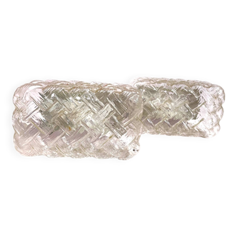 Pair rectangular ceiling or wall flush mount lamps