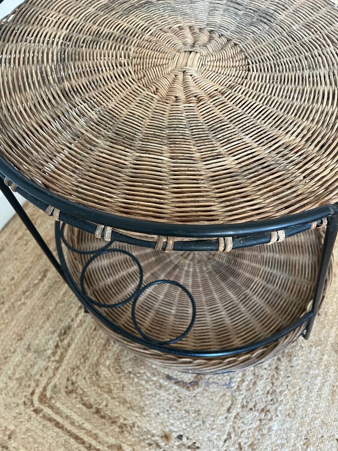 Metal and rattan dessert table Raoul Guys for Airborne 1950