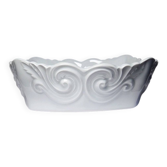 Square coupe/bowl in celadon porcelain, vintage Limoges from the 50s to 70s.