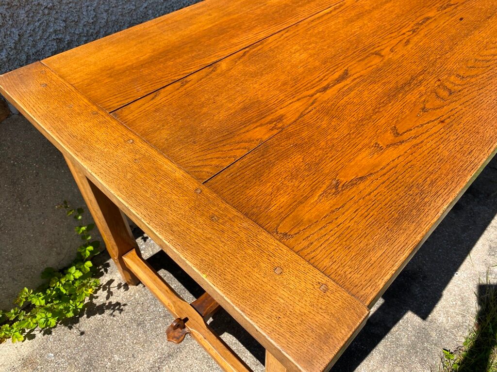 Dining farm table for 8 people in solid oak with 1 drawer 1950 200x85x79cm