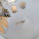 Frosted Glass Ball Vase with Golden Botanical Decoration — Signed Adat — Circa 1950