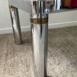 Vintage coffee table in brass and chrome metal from the 70s