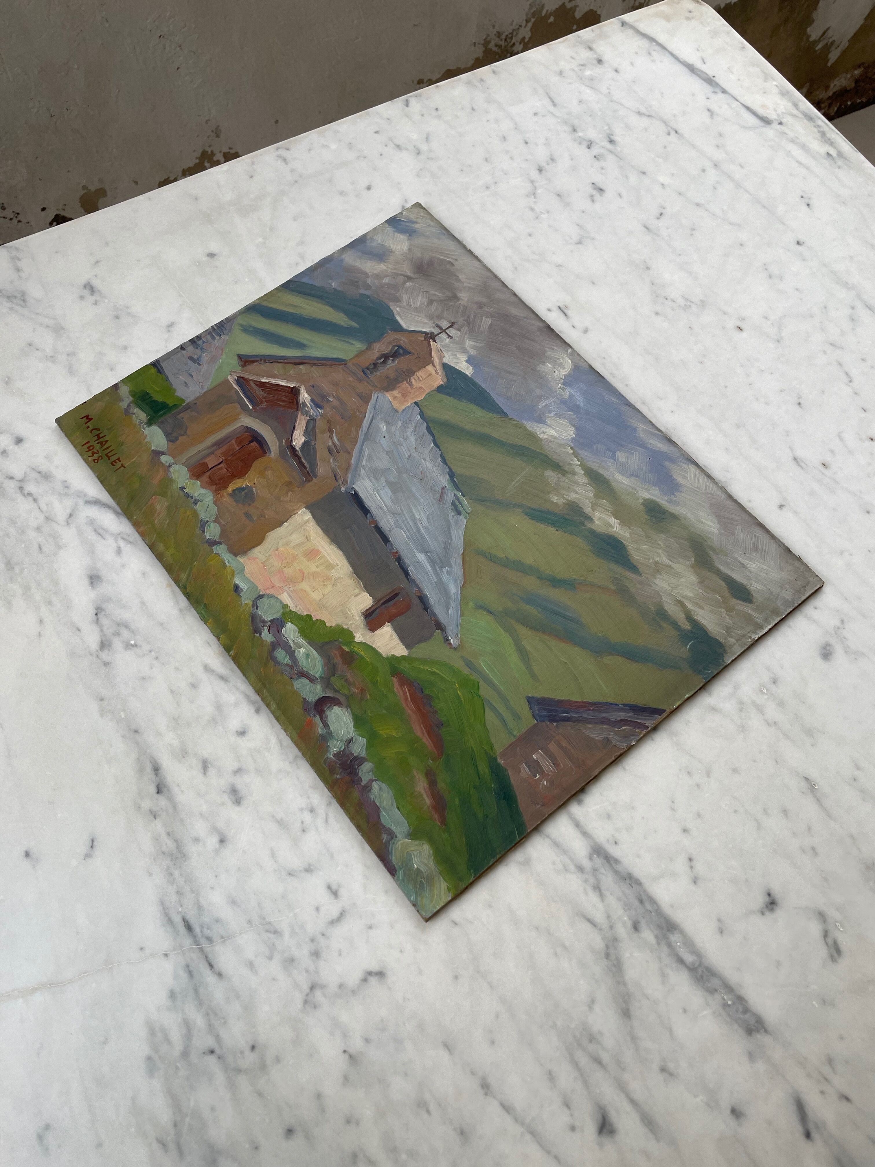 Oil painting landscape mountain 1938