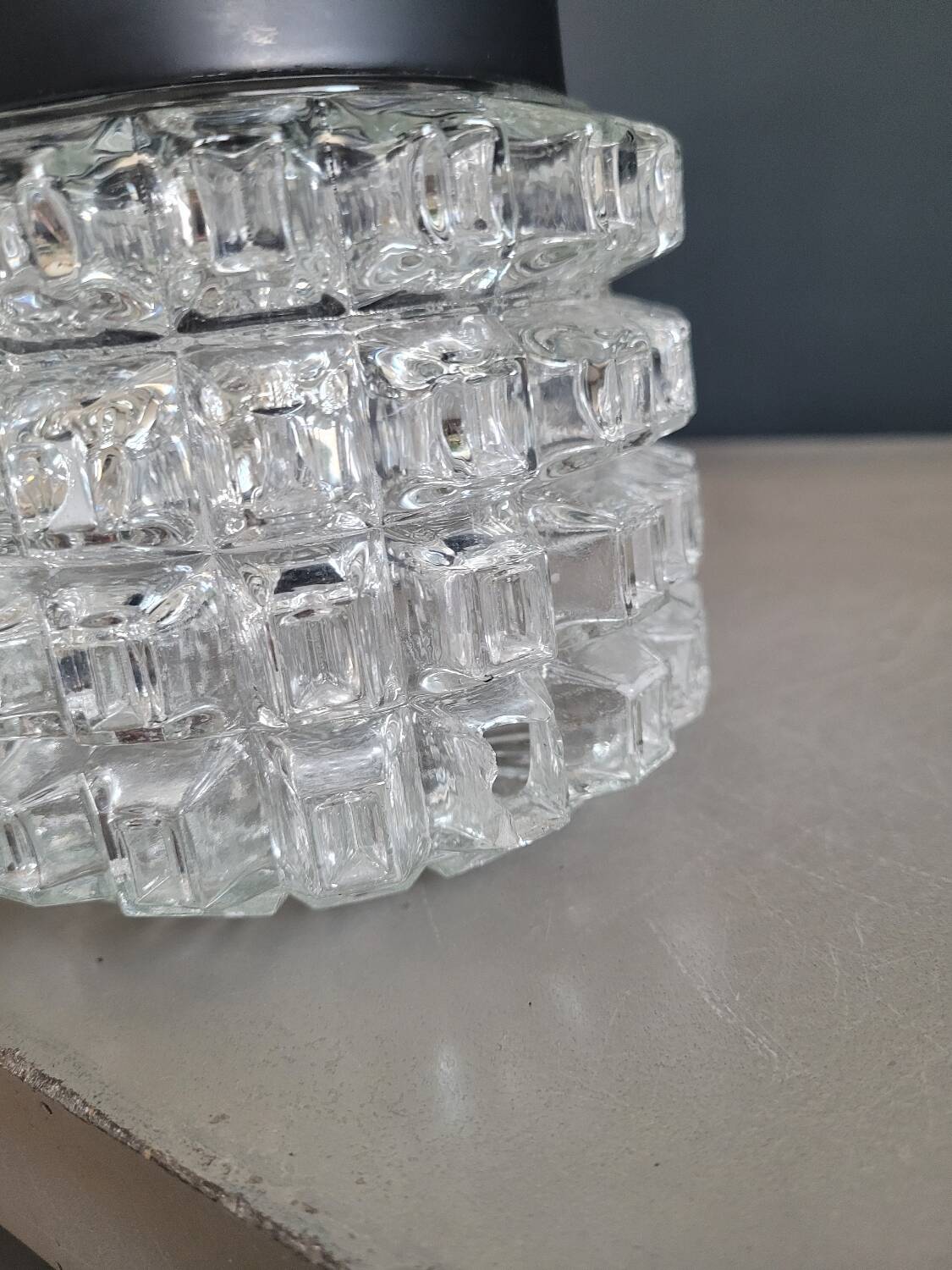 Vintage molded glass globe pendant light