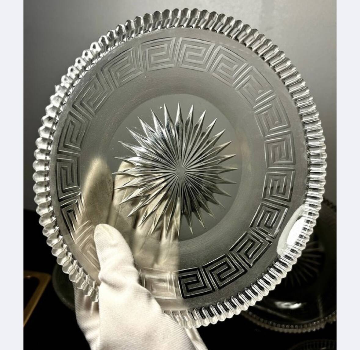 4 Baccarat plates in Greek key pattern 19th century