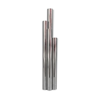 Vase tubes design métal nickelé 1980