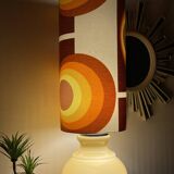Beige opaline lamp Apollo J - 1970s retro fabric
