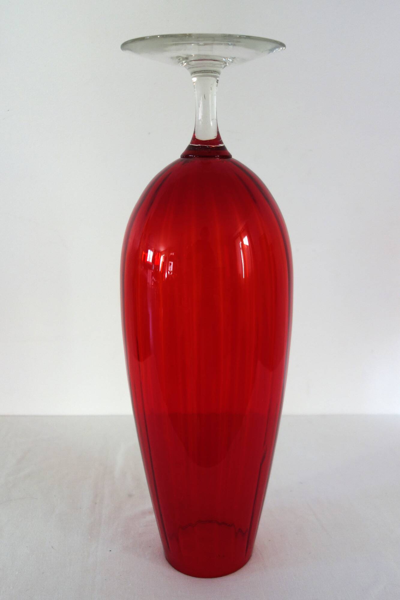 Large vintage red glass vase, 50cm