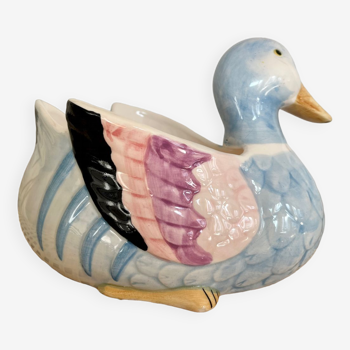 Hand-painted ceramic duck pot cover