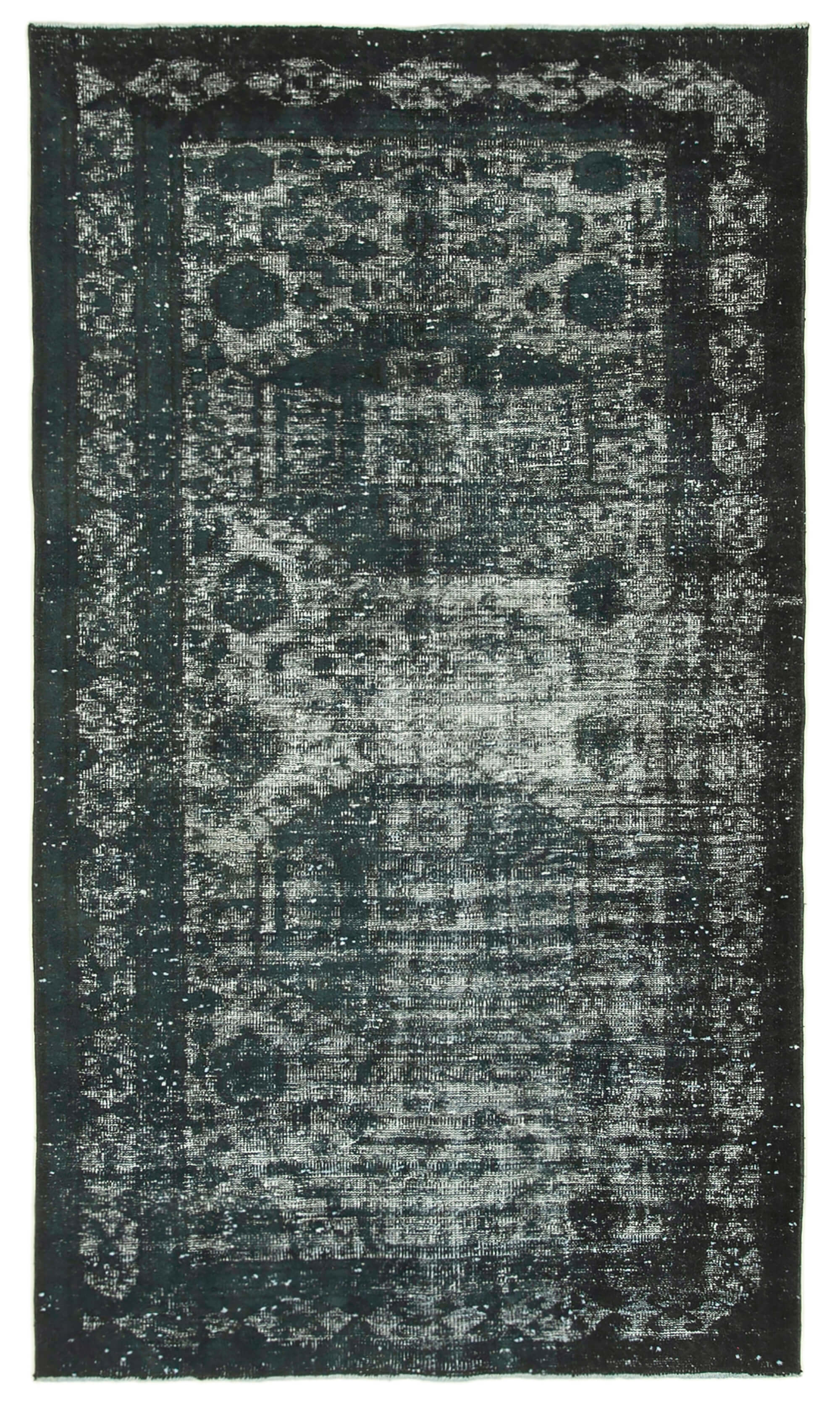 Hand-knotted contemporary oriental 1980s 158 cm x 276 cm black rug