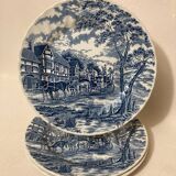 Assiettes plates anglaises Royal Wessex bleu malle-poste