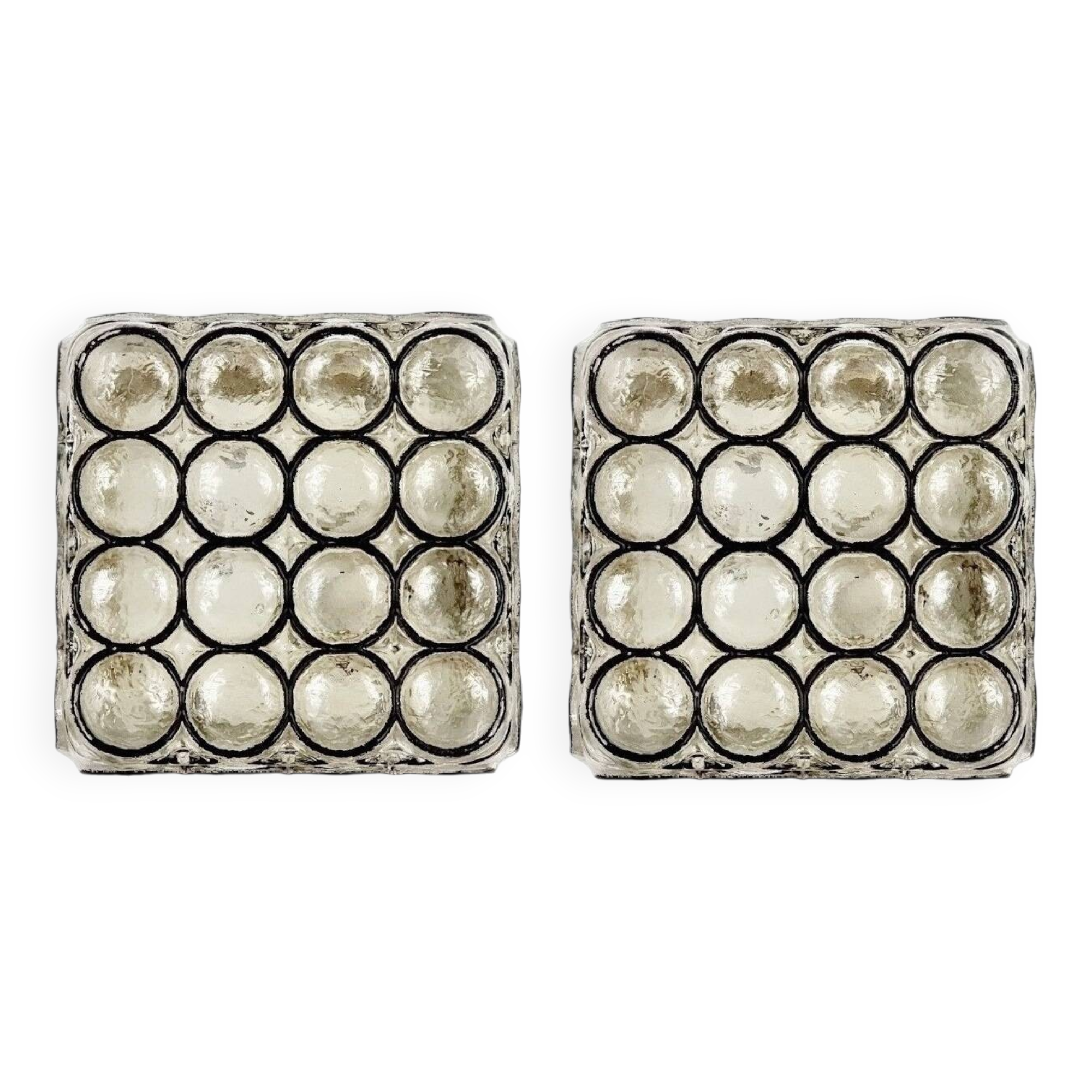 Pair of Mid-Century Glass Wall Lights from Limburg, Germany, 1960s