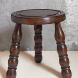 Vintage solid turned wood tripod stool