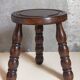 Vintage solid turned wood tripod stool