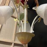 Antique Chandelier Ceiling Light Florentine Bouquet Floral Design 1970 Decorative Art No.2