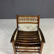 Vintage macramé armchair, 1960s, Czechoslovakia, wooden frame