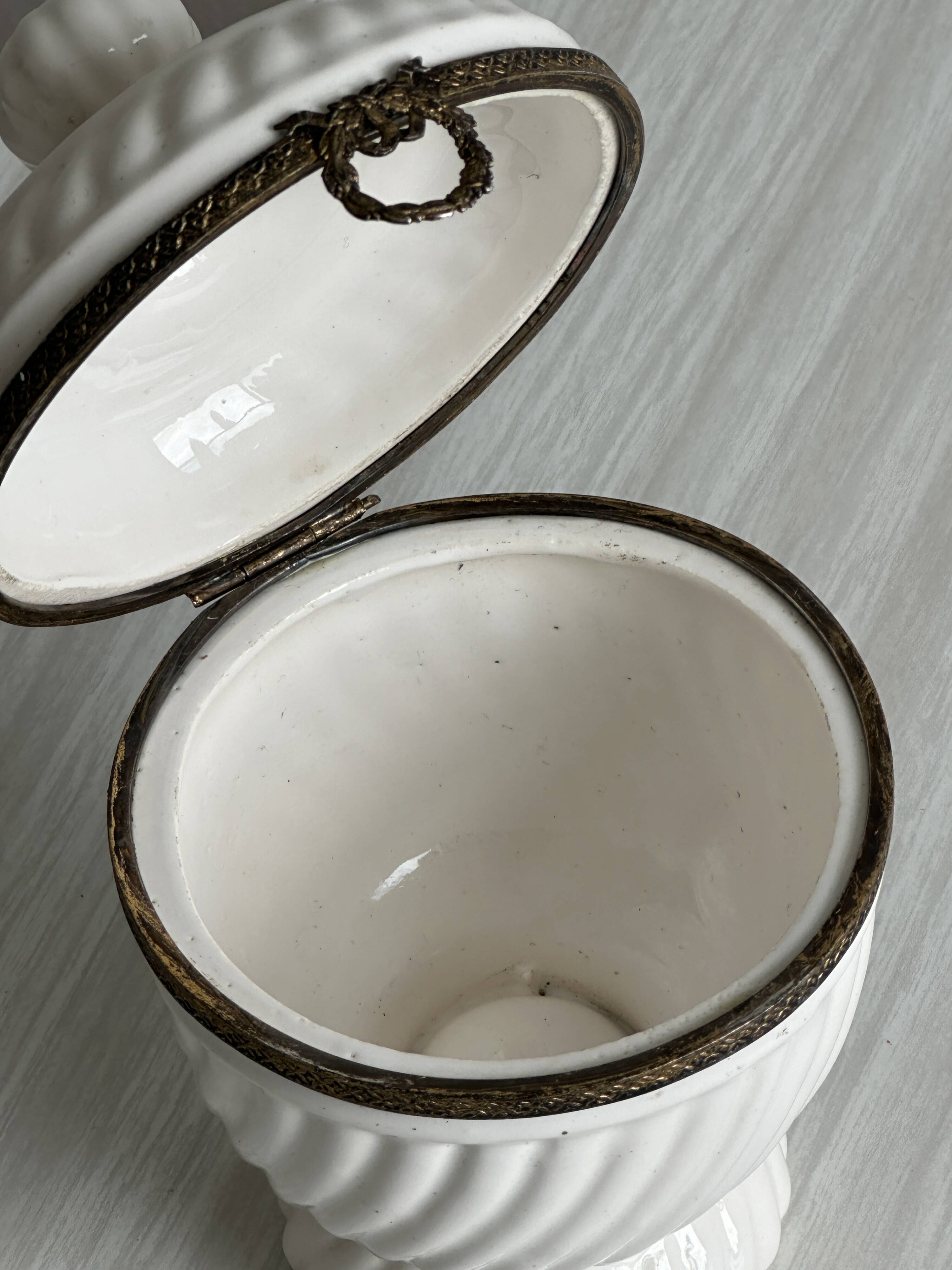 Antique white porcelain candy box