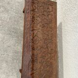 Table en bois sculptée style afro plateau en verre