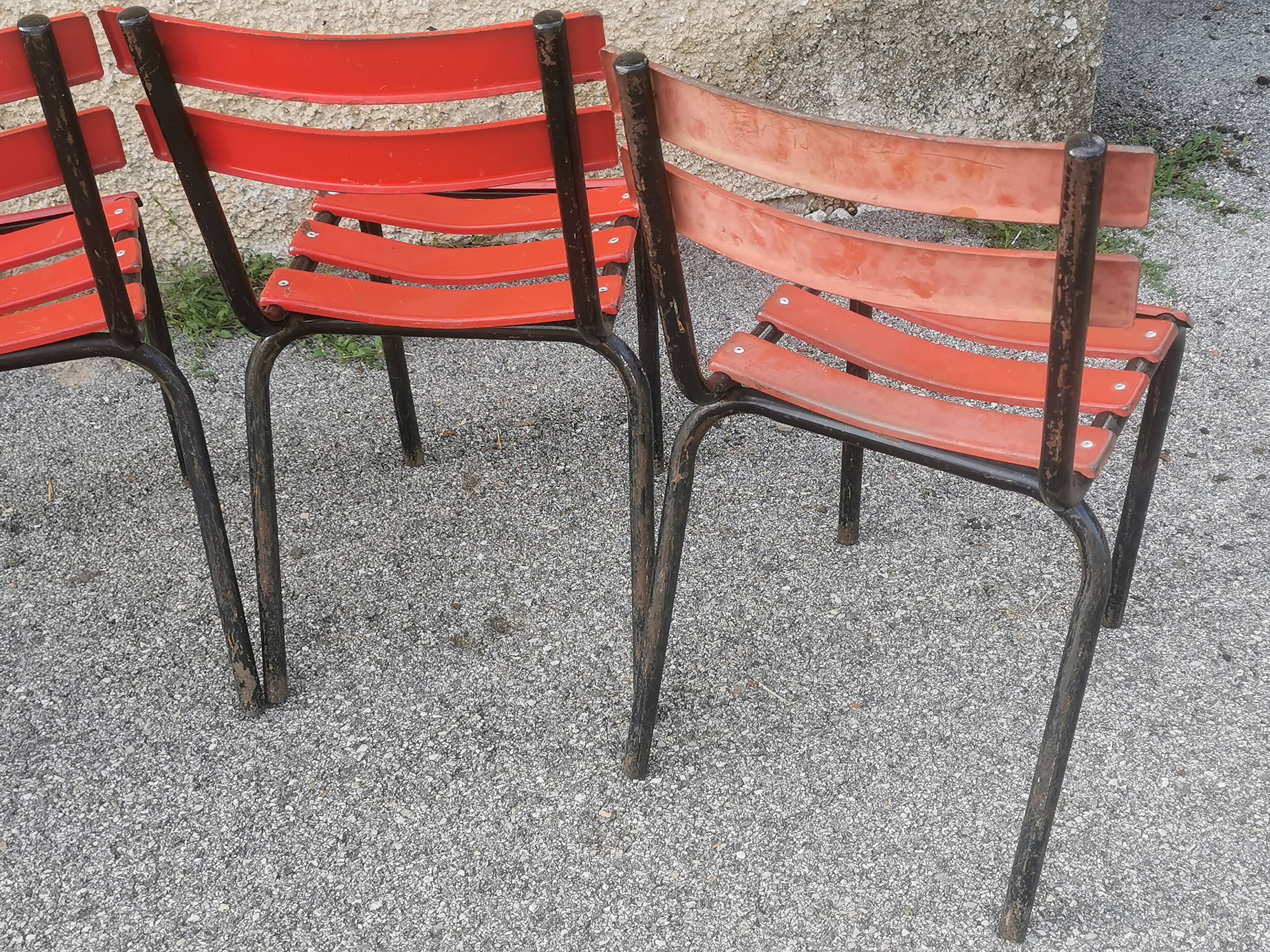 Serie de 4 chaises de terrasse "tolix"