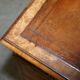 Antique Victorian desk with two pedestals in burr walnut and leather.