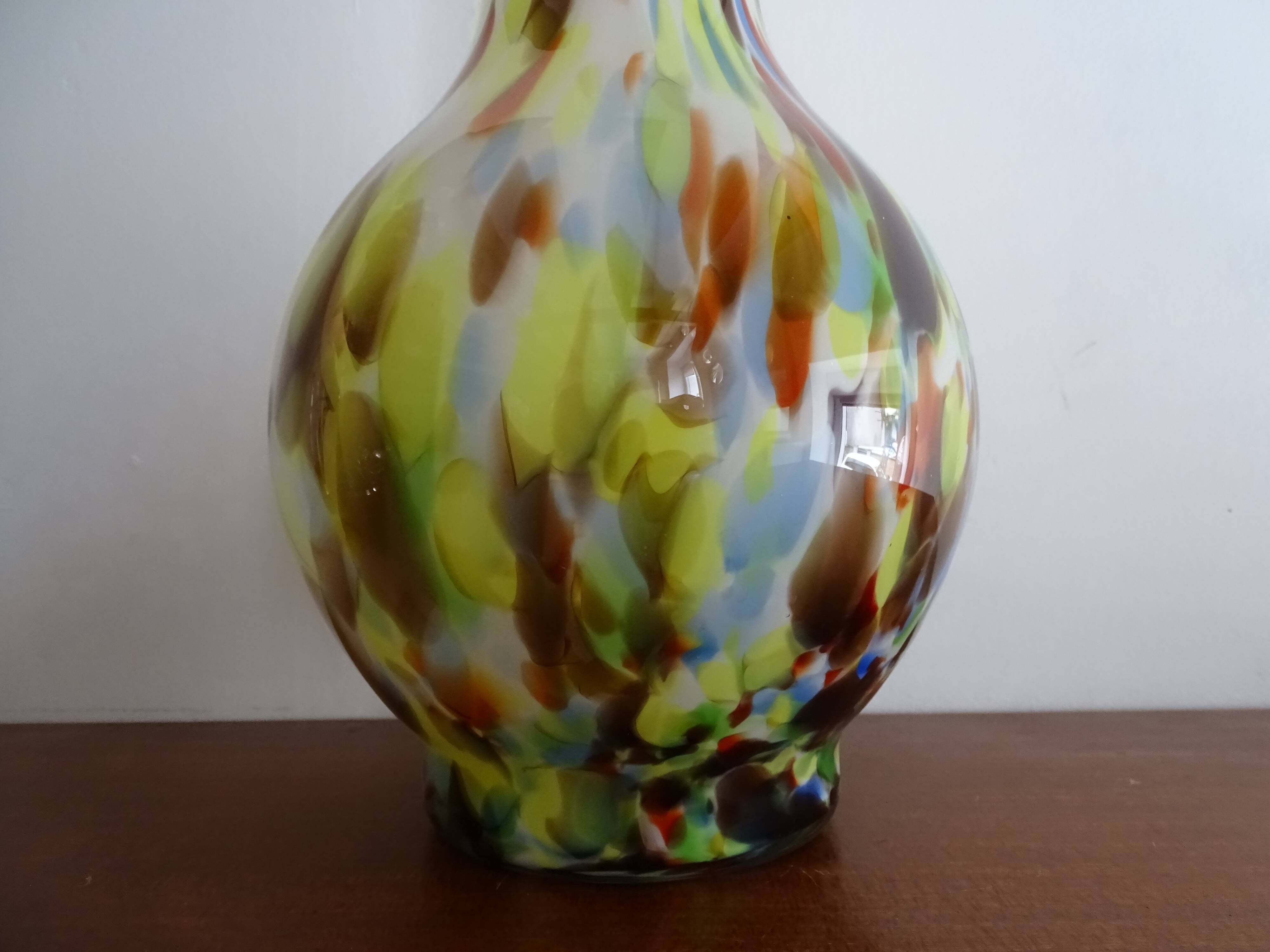 Large Murano vase in multi-colored blown glass - 38.5 cm!