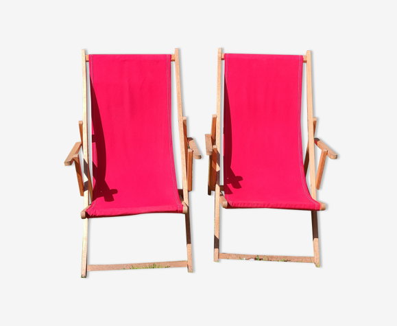 Paire de chiliennes transats vintage