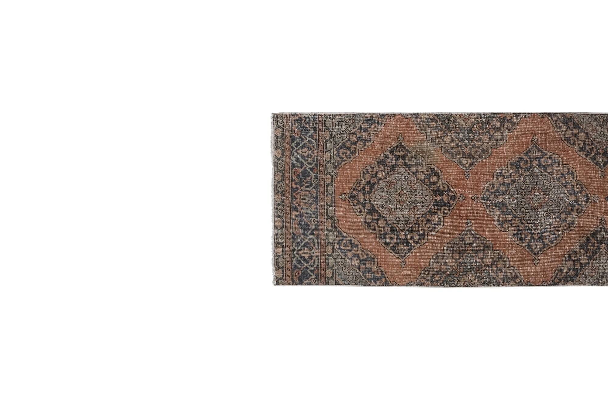 Vintage Turkish hallway rug 88x397 cm