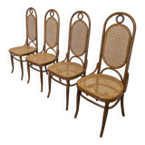 Set of 4 Vintage Bentwood Cane Dining Chair, Thonet Style, 1970s Yugoslavia
